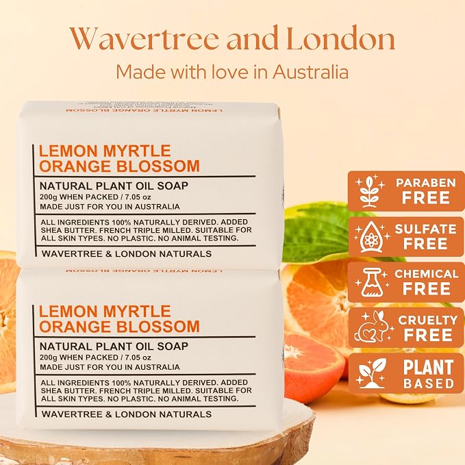 Wavertree & London Lemon Myrtle & Orange Blossom Scented Natural Soap Bars - Image 2