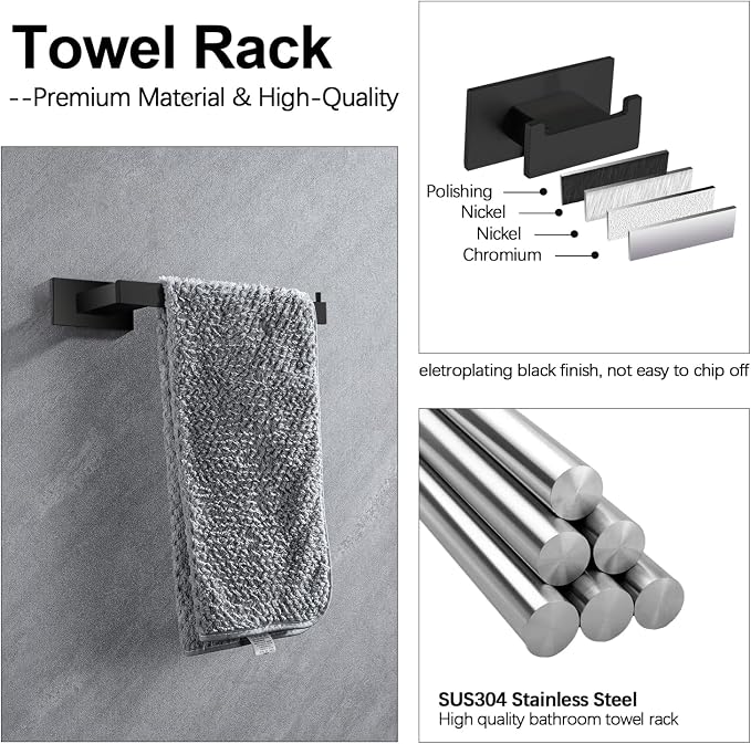 4-Pieces Bathroom Hardware Accessories Set, Towel Rack Towel Bar Toilet Paper - Image 2