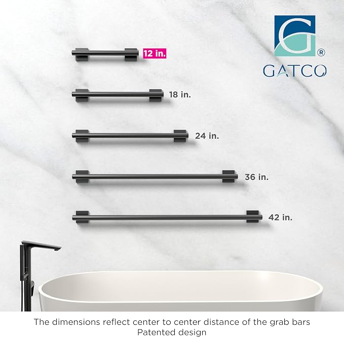 Gatco 940MX Elevate 12" L Grab Bar, Matte Black/ADA Compliant Stainless Steel - Image 3