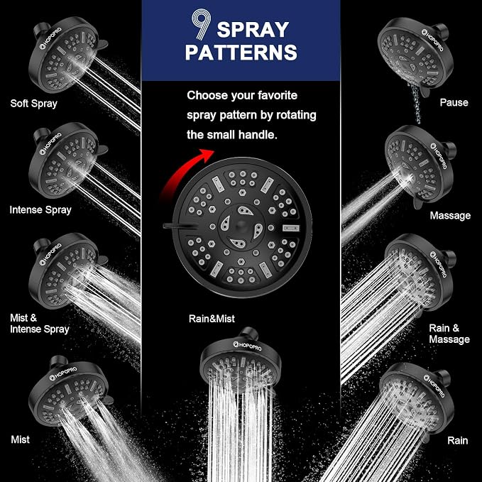 HOPOPRO Upgraded 9 Settings High Pressure Shower Head, NBC News Recommended - Image 2
