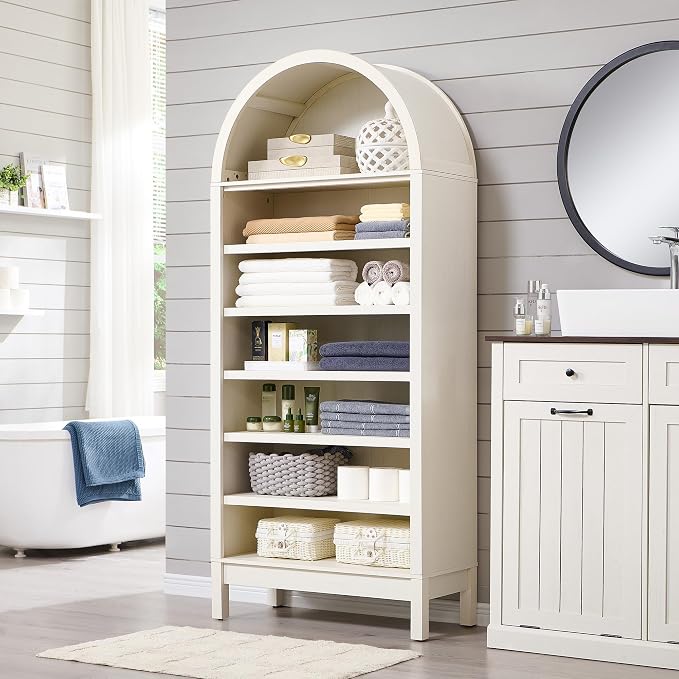 71" Tall Arched Bathroom Storage Cabinet, 7-Tier Modern Farmhouse Storage by IFBUYFarmhouseFurniture