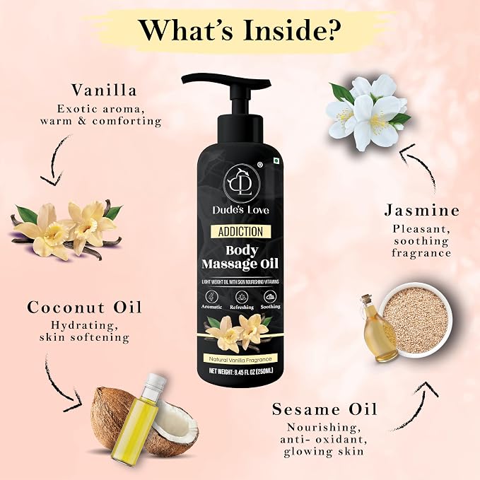 Organic - Vanilla Edible Full Body Massage Oil - No Stain & Non-Sticky | - Image 5