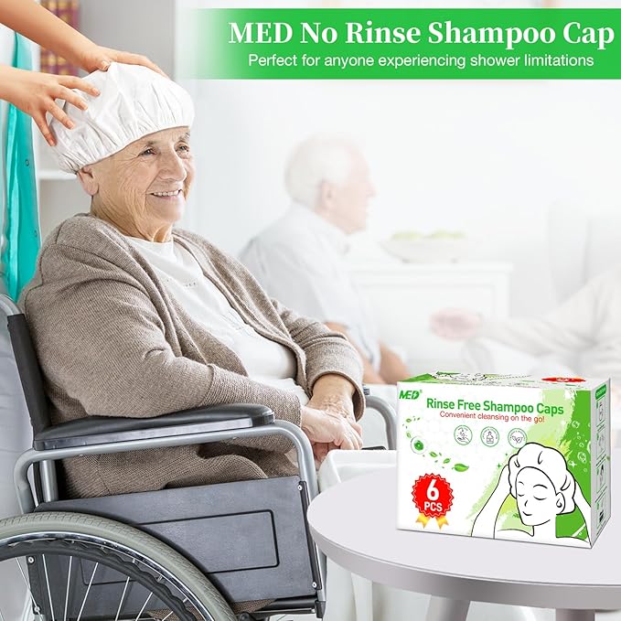 Shampoo Caps No Rinse Waterless Hair Washing Shower Caps 6 Packs - Image 3