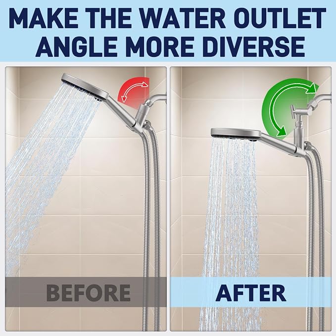 YDmeet All Metal Shower Head Adapter, 360 ° Adjustable Shower Head Extension - Image 3