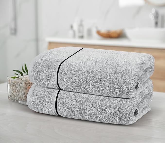 MyOwn Cotton 2 Pack Oversized Bath Towel Set 28x55 inches, Large Bath Towels - Image 3