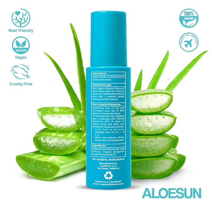 ALOESUN After Sun Face and Body Spray | Non Sticky Organic Aloe Vera - Image 9