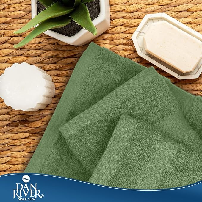 DAN RIVER 100% Ring Spun Cotton 3-Piece Towel Set, Sage-Green, Bath Towel - Image 8