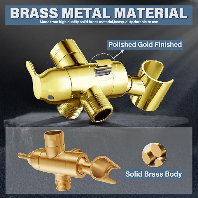 Shower Diverter Valve with Handshower Mount, G1/2 Brass Shower Arm Diverter 3 - Image 2
