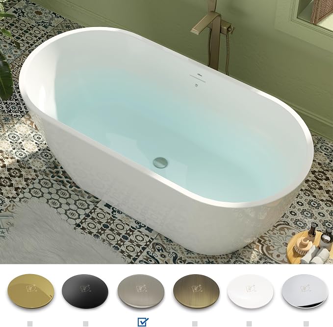 FerdY 59" Bali Elite Acrylic Freestanding Bathtub, Gracefully Shaped - Image 3