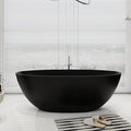 SJ STAR&JANE 65" Solid Surface Freestanding Bathtub, Oval Soaking Stone Resin by SJSTARJANE