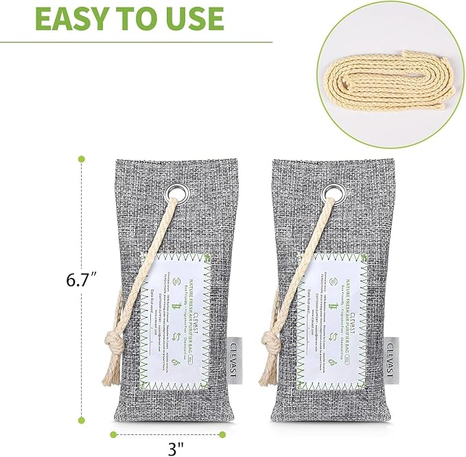 CLEVAST 6 Pack Activated Bamboo Charcoal Air Purifying Bags, Natural Fresh Odor - Image 9