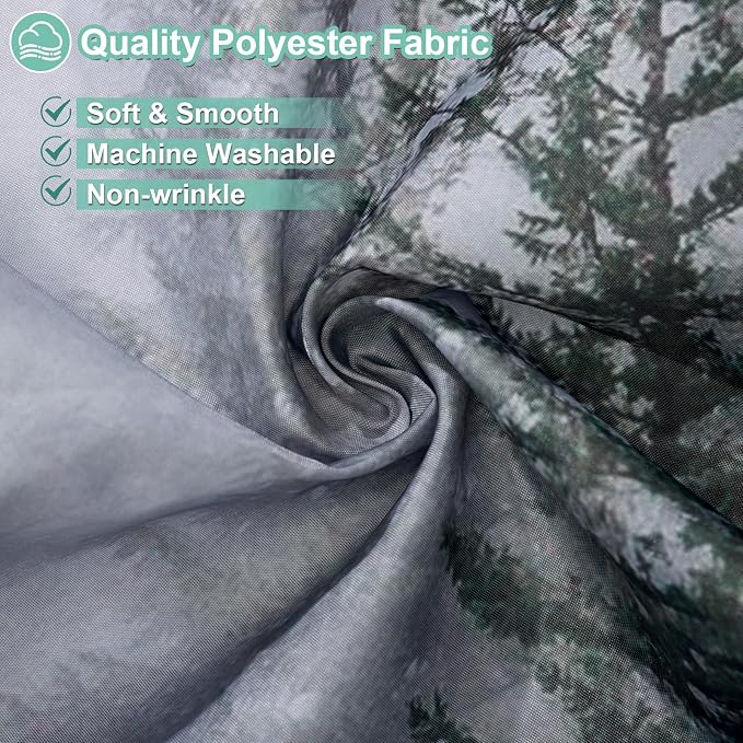 ORTIGIA Dark Green Misty Forest Shower Curtain - Image 4