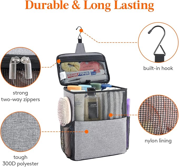 Lifewit Mesh Shower Caddy Bag Portable College Dorm Room Essentials Caddy Tote - Image 3