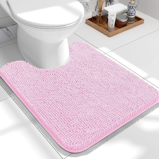 OLANLY Toilet Rugs U-Shaped 24x20, Extra Soft Absorbent Chenille Contour by OLANLY