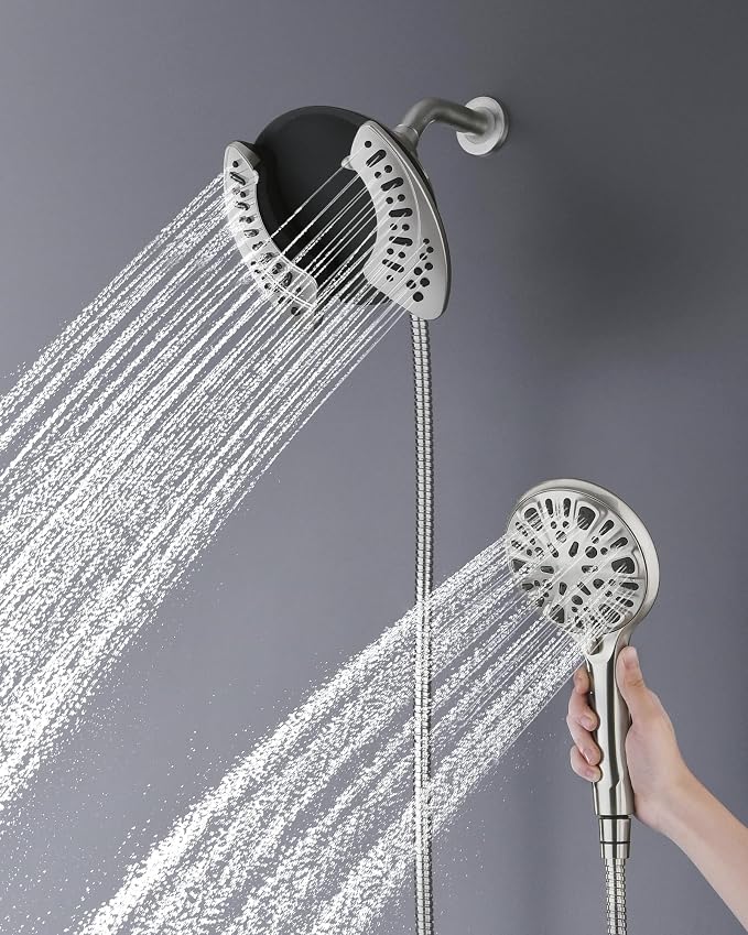 2-in-1 Shower Head with Handheld Combo: Rainfall Shower Head & Detachable - Image 2