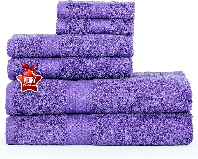 Ample Decor 100% Cotton Luxury 6 Piece Towels Set, 2 Bath Towels, 2 Hand Towels by AmpleDecor