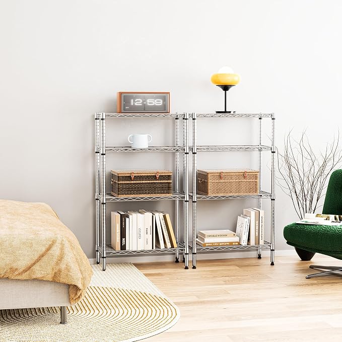 IZEUK 4 Tier Steel Storage Shelves, Heavy Duty Metal Shelf Wire Shelving Rack - Image 8