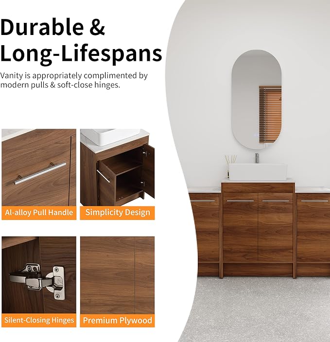 48 Inch Bathroom Vanity with Sink, Mordern Bathroom Vanity, Single Sink - Image 4