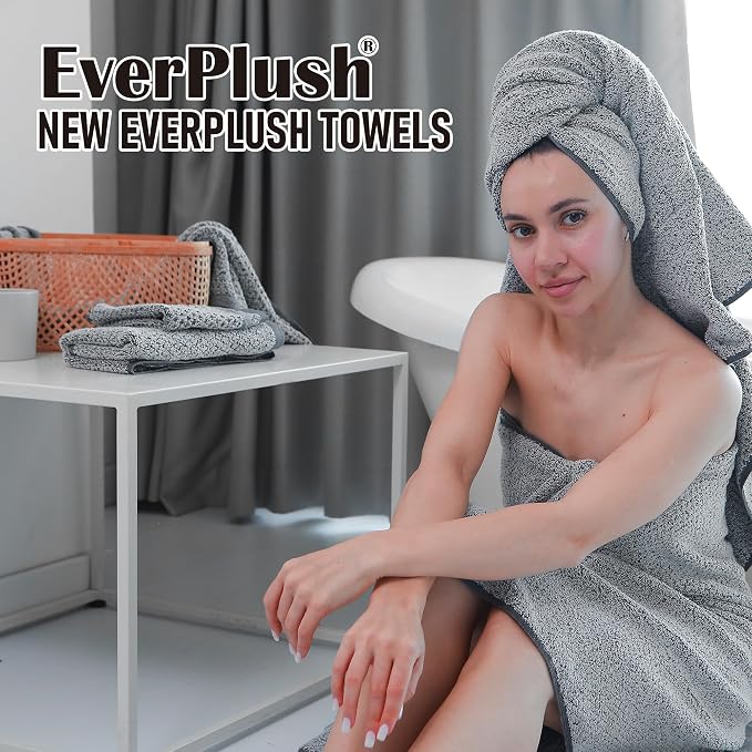 Everplush Diamond Jacquard 6 Pieces Bath Towel Set, Luxury Super Soft Oversized - Image 8