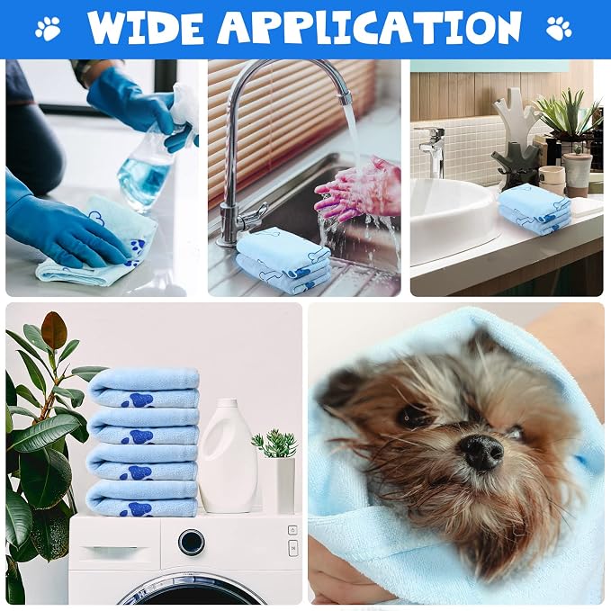Chumia 4 Pcs Dog Towels for Drying Dog Puppy Bulk Microfiber Absorbent Paw - Image 5