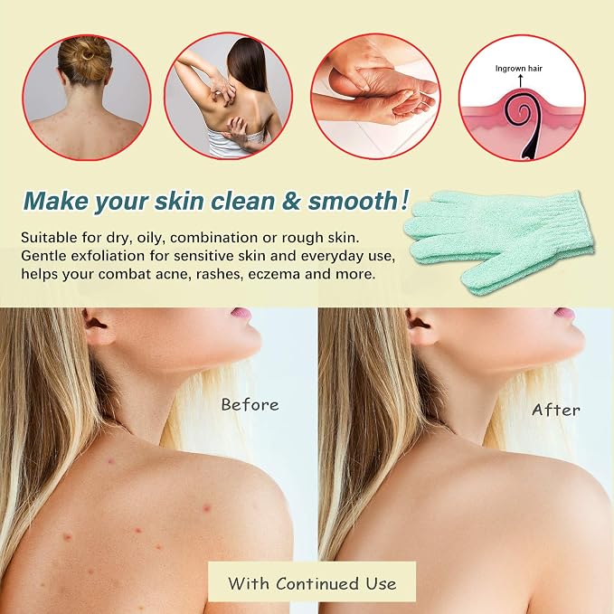 MIG4U Shower Exfoliating Scrub Gloves, Bathing Gloves Body Wash Dead Skin - Image 3