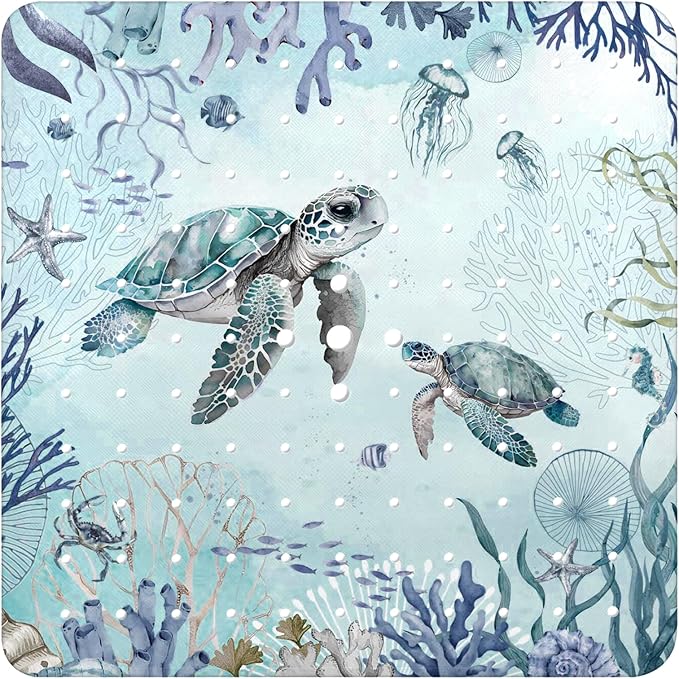 Bathtub Mat Non Slip, Turtle Square Bath tub Mat Shower Floor Mat by BathtubMat