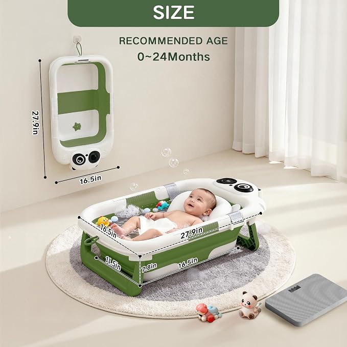 Collapsible Baby Bathtub for Newborn to Toddler, Portable Baby Bath Tub for - Image 2