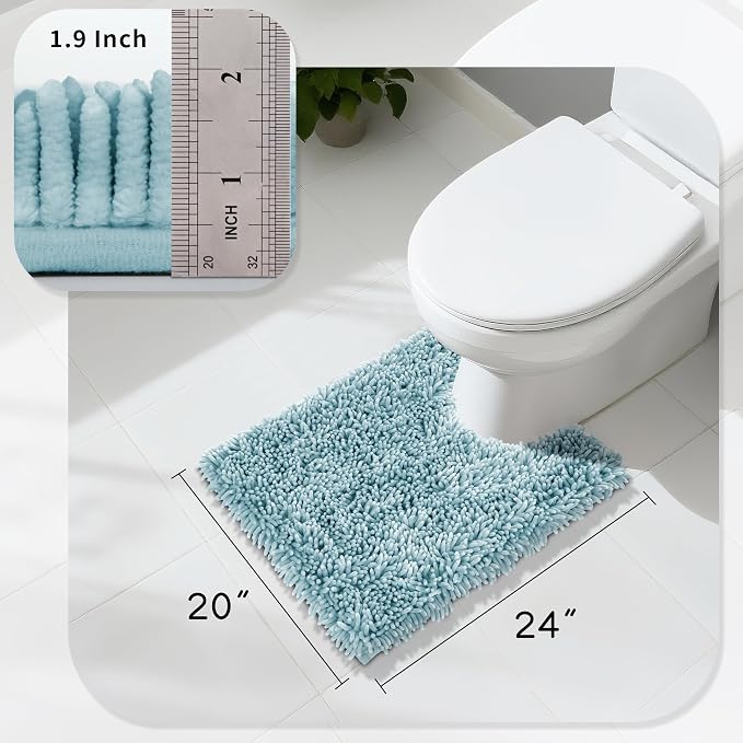 Yimobra Toilet Rugs U Shaped Washable, Extra Thick Soft Absorbent Chenille - Image 2