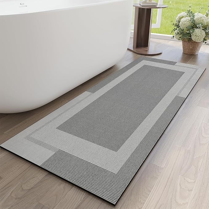 Non Slip Long Bathroom Runner Rug Bath Mat, Rubber Backing Ultra Thin Bathroom by YDKGL