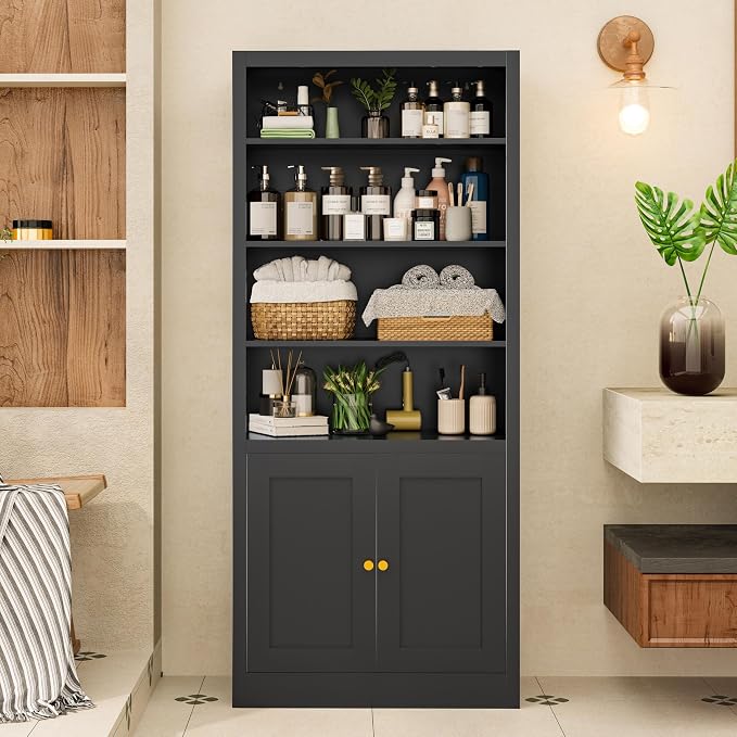 Tall Bathroom Storage Cabinet, Freestanding Linen Cabinet - Image 2