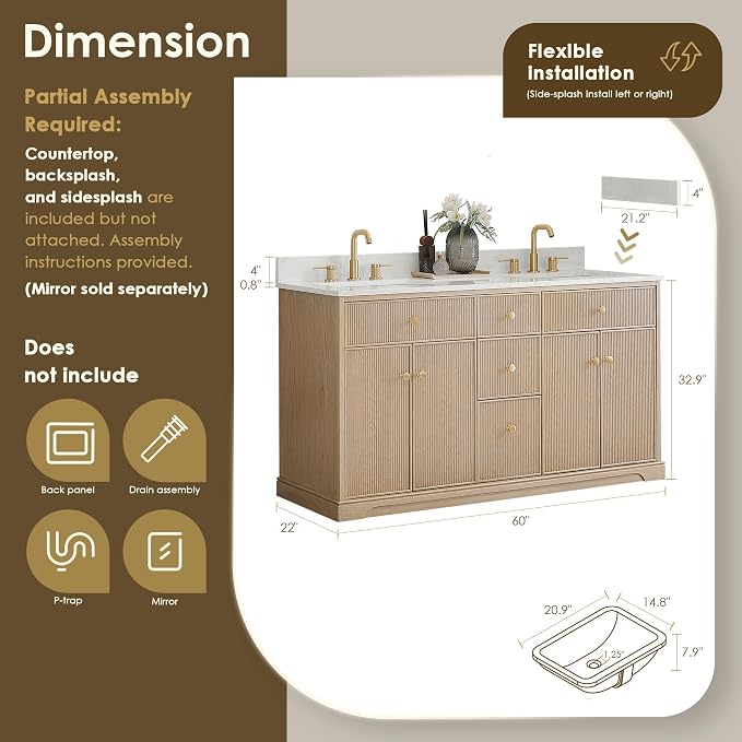 72 Double Sink Bathroom Vanity Double Sink - Image 3