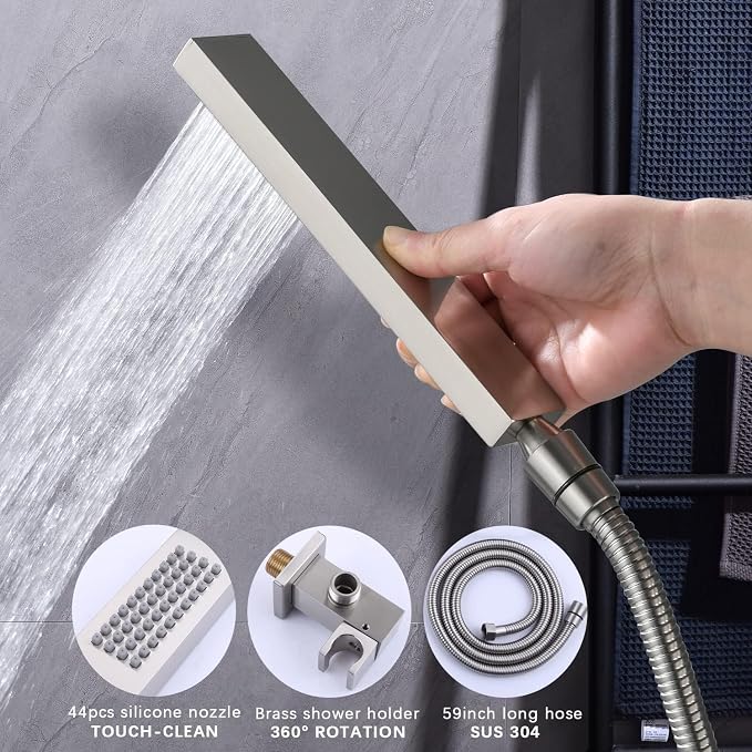 Shower System Brushed Nickel Shower Faucet Set 12 Inch Ceiling Mounted Full - Image 4