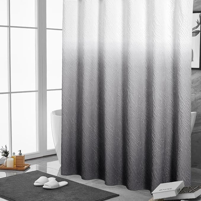 MitoVilla Grey Ombre Modern Small Stall Shower Curtain 36 x 72, Farmhouse - Image 2