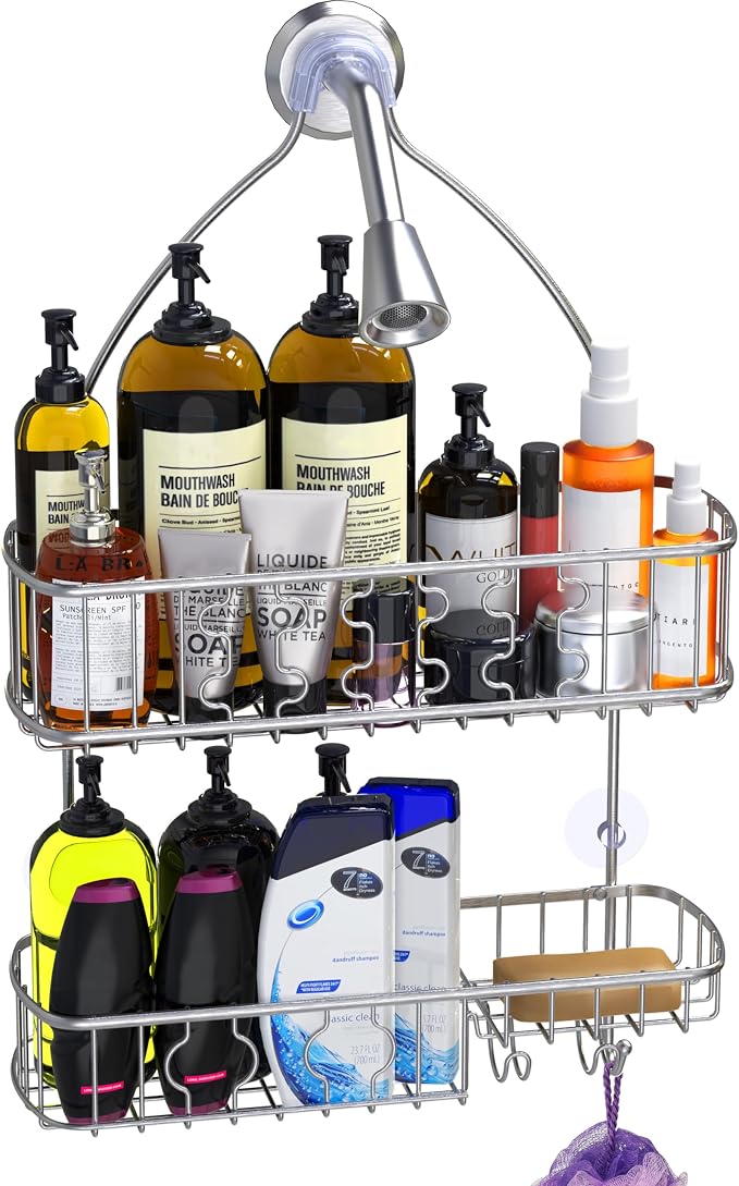 Simple Houseware Stainless Steel Bathroom Hanging Shower Head Caddy Organizer - Image 2