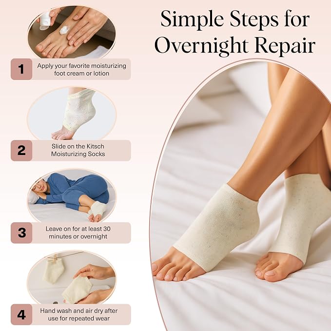 Kitsch Moisturizing Socks for Cracked Heel Treatment – Reusable Spa Socks for - Image 7