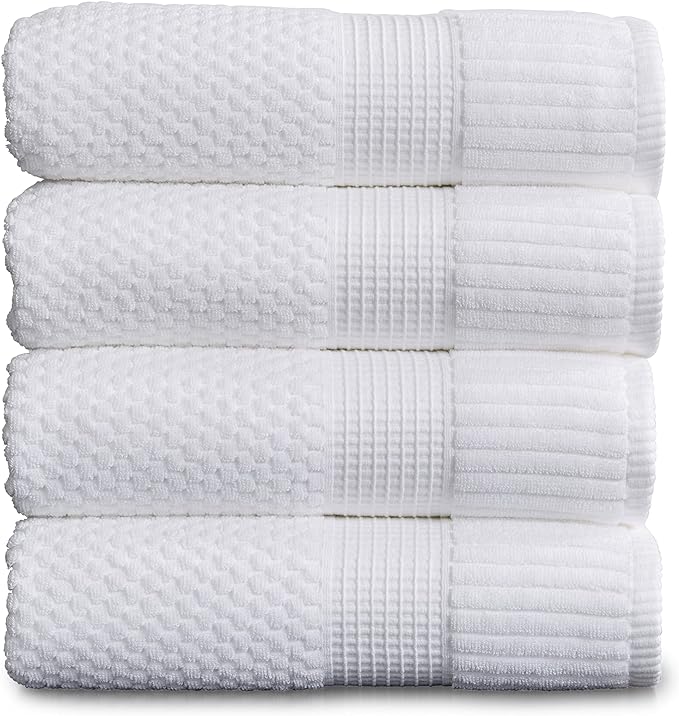 NY Loft 100% Cotton Bath Towel Set of 4 | White Towels | Oeko-TEX® Standard 100 by NYLoft