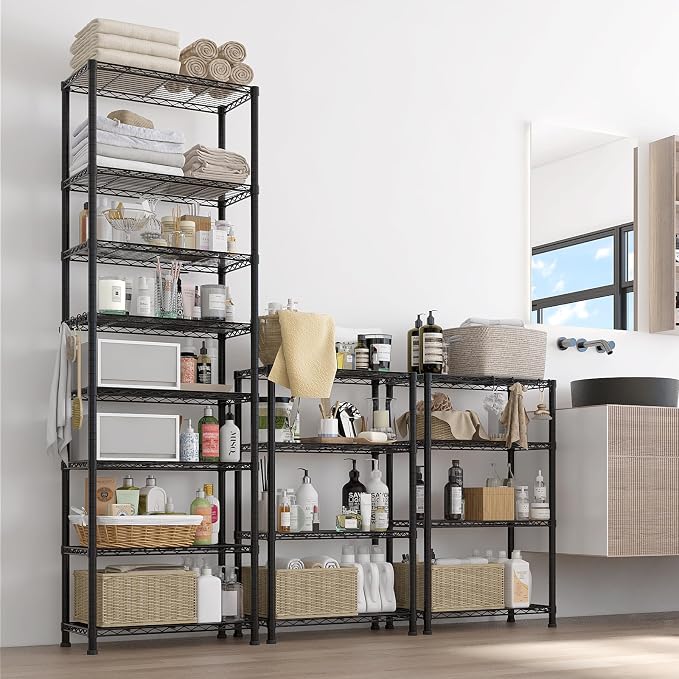 8 Tier Storage Racks Shelving, Heavy Steel Pantry Shelves, Adjustable Wire - Image 2