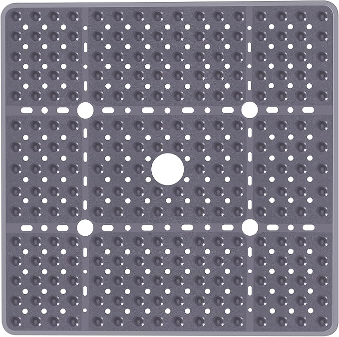 Large Gray Square Shower Mat Non Slip 27 x 27 Inch, Soft Bath Mat Bathtub Mat by NaolotureHome