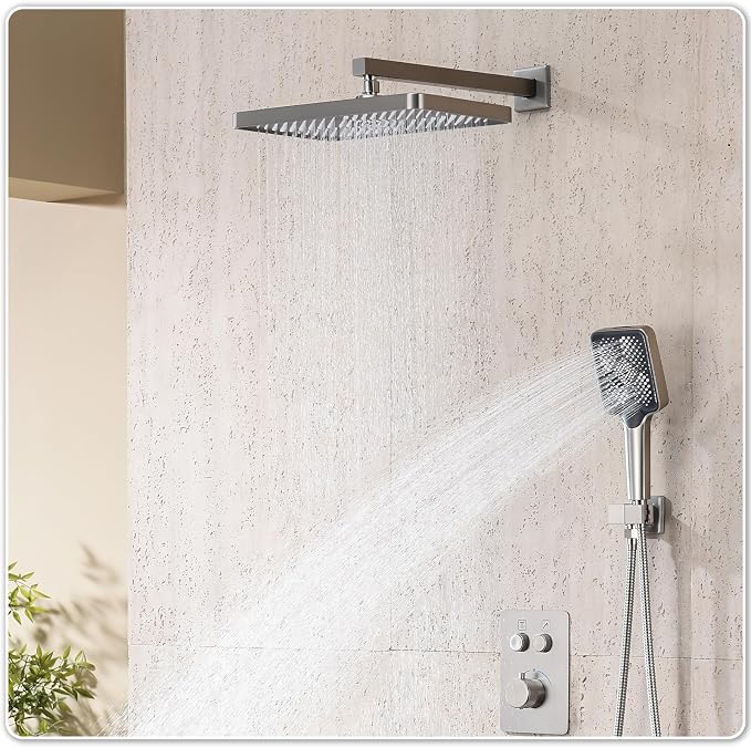 Thermostatic Shower Valve/System 12 inches Nickel Brass Faucet Set - Image 2