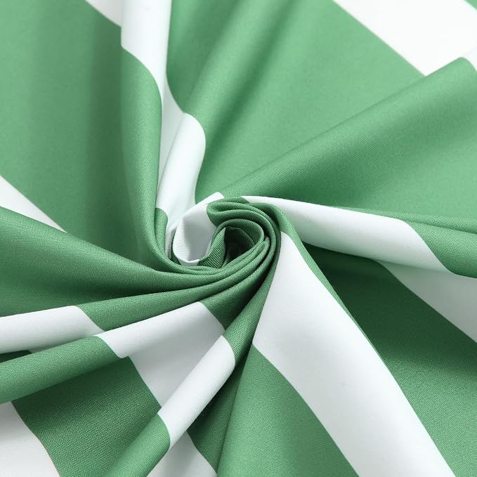 Extra Long Green and White Striped Shower Curtain 72x84 Inches, Waterproof - Image 2