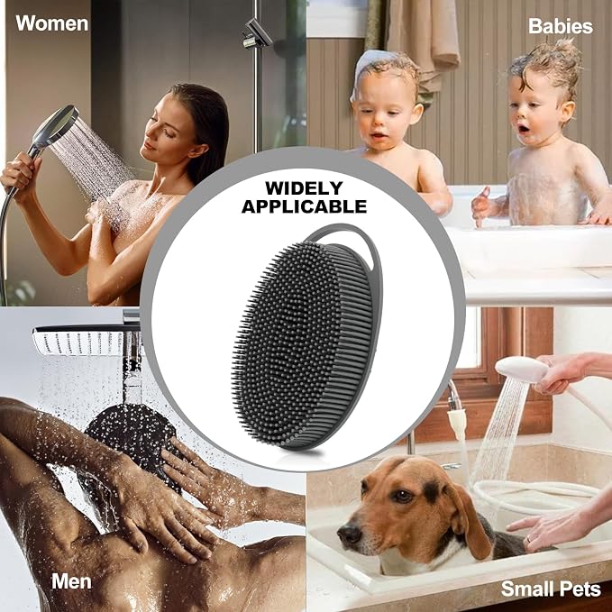 2 Pack Silicone Body Scrubber, Loofah Double-Sided Body Brush, Shower Scrubber - Image 2