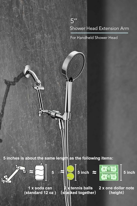 5 Inch Adjustable Shower Head Extension Arm, - Image 8