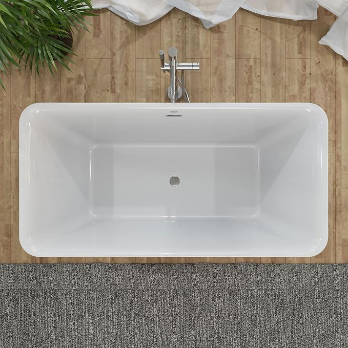 Empava 59" Luxury Freestanding Acrylic Soaking SPA Tub Modern Stand Alone - Image 4