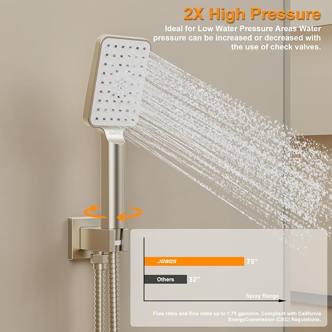 Shower System 10IN Modern Rain Brass Faucet Set - Image 6