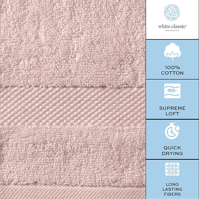 White Classic Luxury Bath Towel Set of 8 Pieces - Image 7