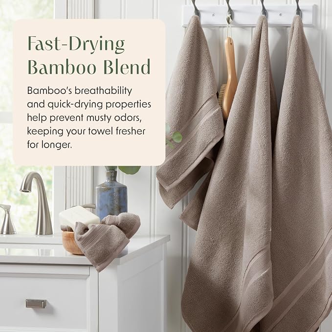 Springtree Home Luxury Bamboo Rayon Bath Towel Set 6 Piece Set | 35% Bamboo - Image 4