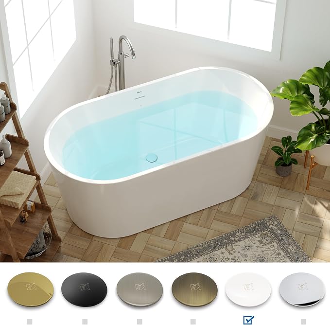 FerdY Shangri-La 59" Acrylic Freestanding Bathtub, Gracefully Shaped Soaking - Image 4