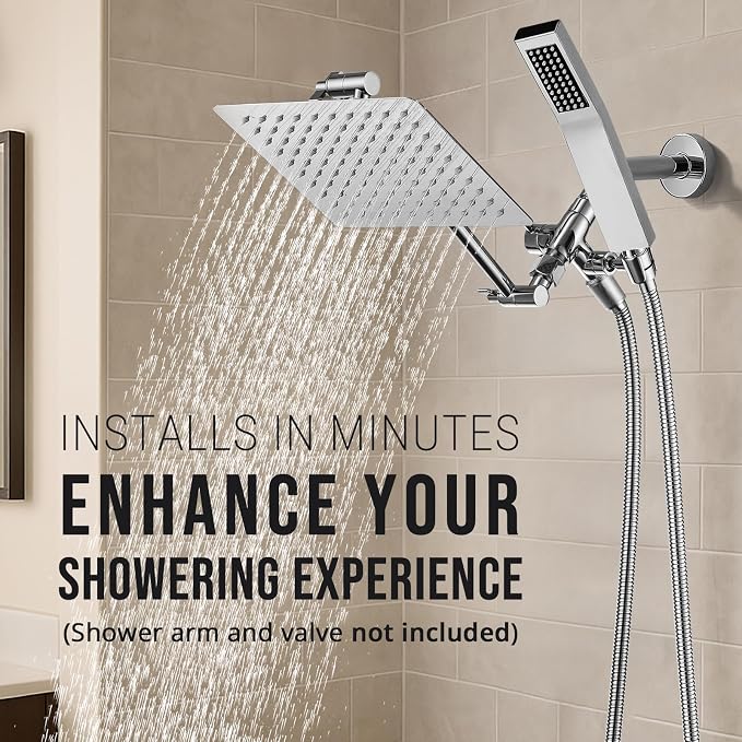G-Promise All Metal 8 Inch Dual Square Shower Head - Image 2