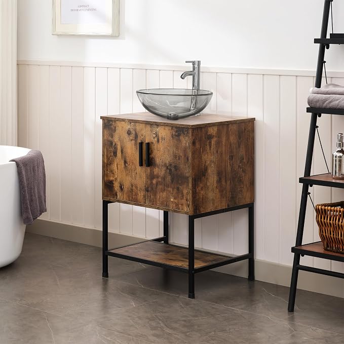 UEV 24" Antique Bathroom Vanity, Dark Brown Bathroom Vanity Set - Image 5