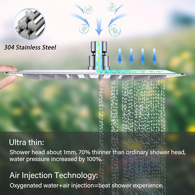 Chrome Shower System, 8 Inch High Pressure Rain Shower - Image 6